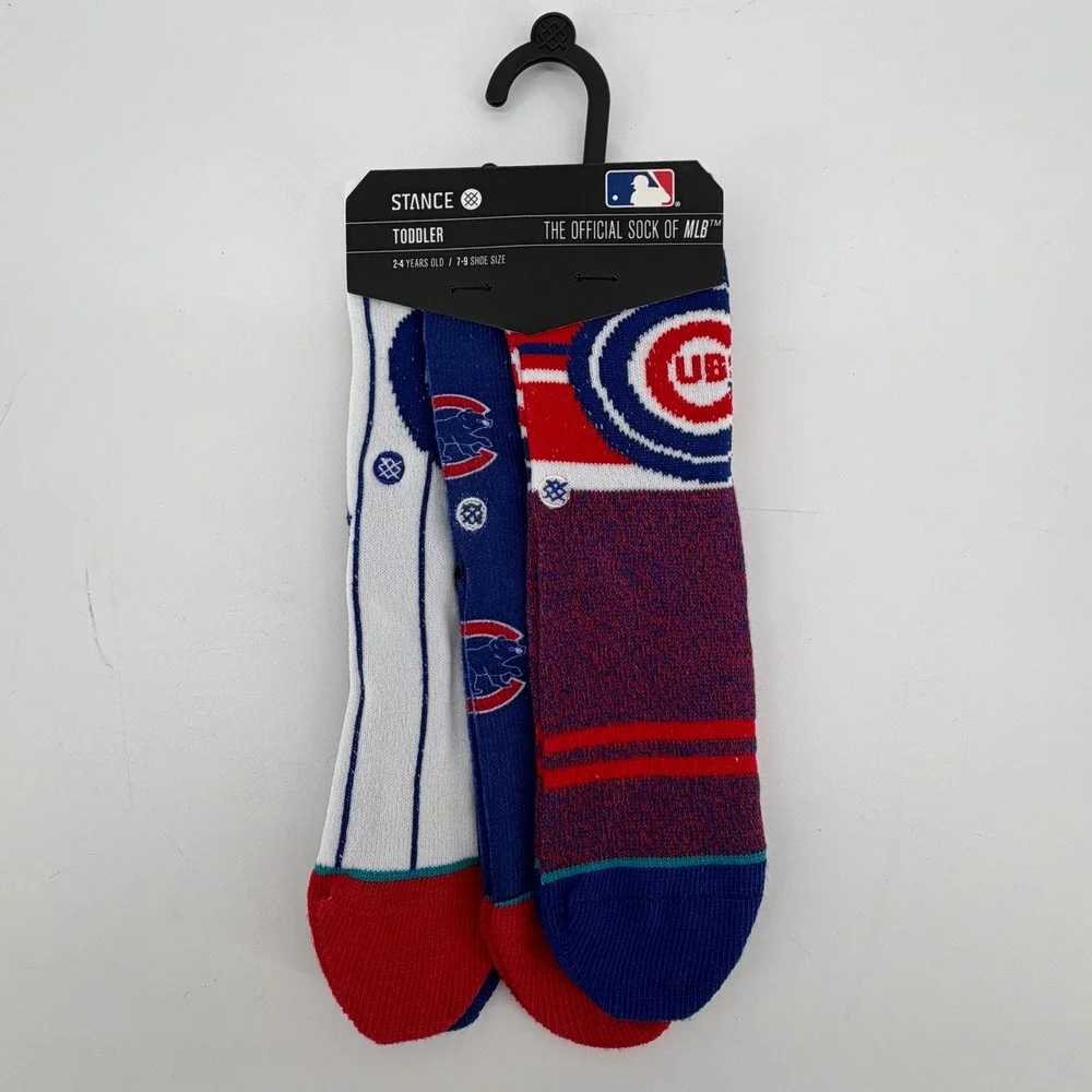 Stance Toddler Chicago Cubs MLB Crew Socks 3 Pk Baseball Pinstripe NWT Size 2-4Y